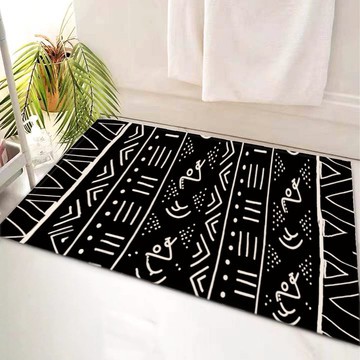 Traditional Black and White Bath Mat Printed Bathroom Rug (LARGER SIZES AVAILABLE)