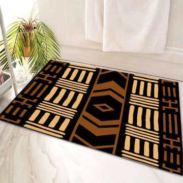 Black Bathroom Rug African Design Unique Bath Mat (LARGER SIZES AVAILABLE)