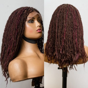 Human hair Sisterlocs Full lace wig,16 inches