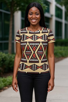 T-shirt femme coupe décontractée à imprimé ethnique africain pour tous les jours