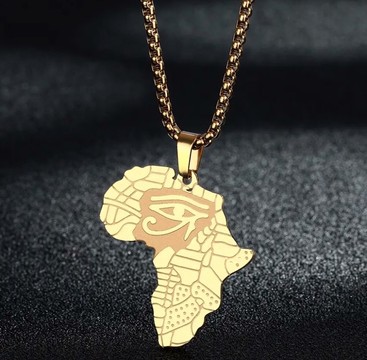 Collier carte africaine plaqué or 18 carats