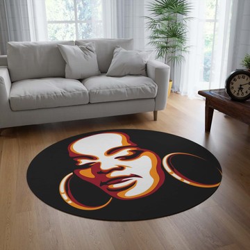 White and Black Round Rug Abstract Art Carpet African Woman (LARGER SIZES AVAILABLE)