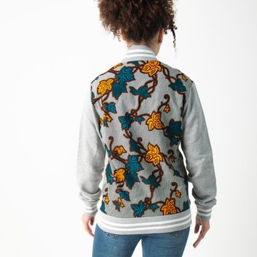 Veste Teddy en coton organique et wax multicolore