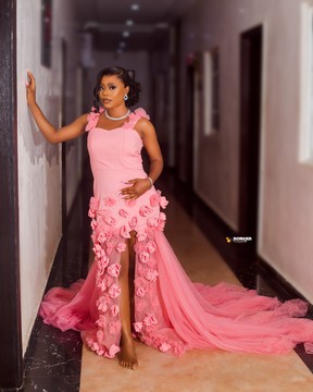 Long pink dress, prom dress, wedding dress, African women clothing