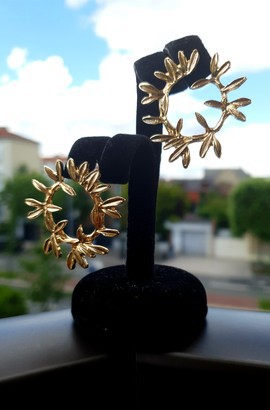 Boucles d'oreille style "grain de café" couleur or