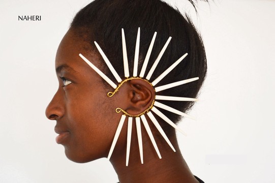 Brass and bone ear cuff African jewelry