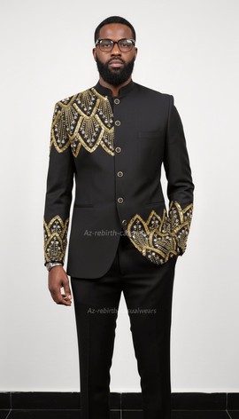 Luxury embroidered safari suit