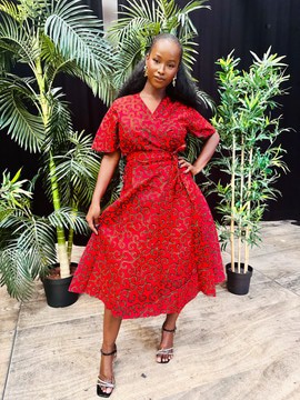 Robe wax rouge - avec poches