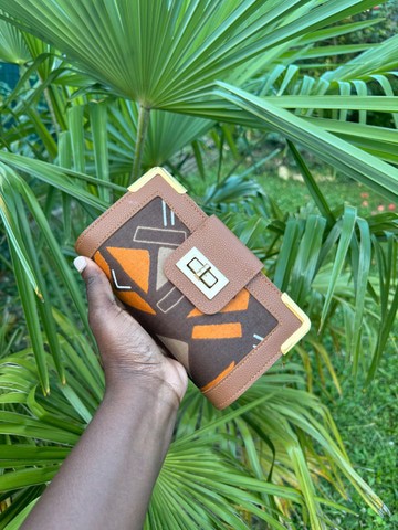 Pochette portefeuille simili cuir et Wax « Lomé »