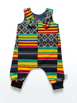 Salopette mixte évolutive en wax Kente