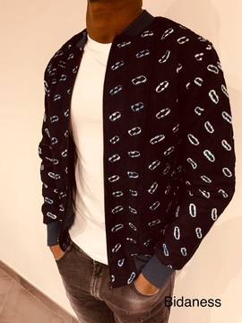 Indigo Bogolan bomber jacket