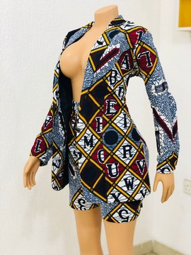 Robe deux pièces Ankara, vêtements pour femmes africaines, haut court africain et court