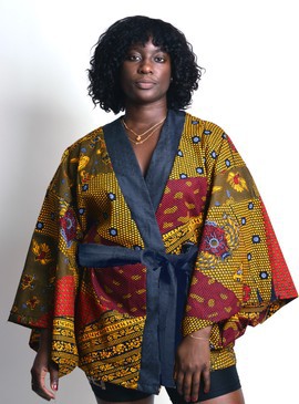 ankara kimono with wide sleeves