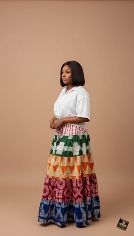 Sunrise Tiered Batik Maxi Skirt
