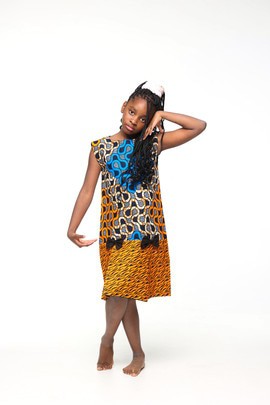Robe Chaniya en tissu africain, Robe pour fille en wax africain