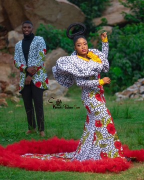 Vêtements de couple imprimés africains, robe de mariée pour femmes africaines, robe Ankara longueur au sol