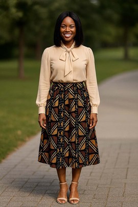 Patterned Ankara Midi Skirt | Women's Afrocentric Fashion