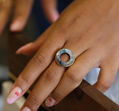 Bague en laiton coquille d'ormeau