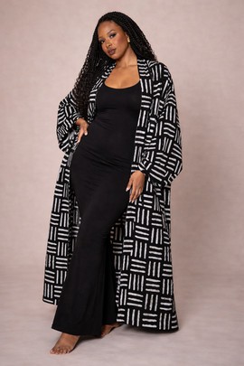 kimono long en wax africain bogolan