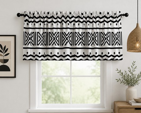 Afro Geometric Prestige Curtain Valance | African Window Treatment | Bynelo