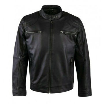 veste en cuir véritable Noir