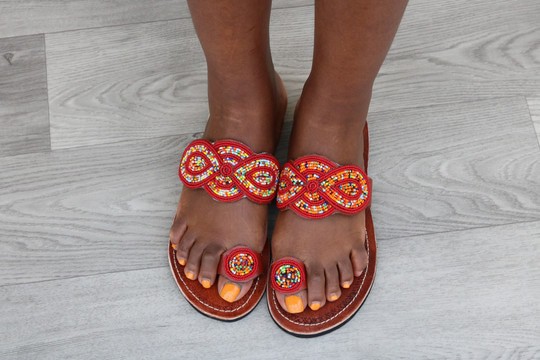 Handmade African Beaded Leather Sandals | Maasai Women’s Summer Shoes