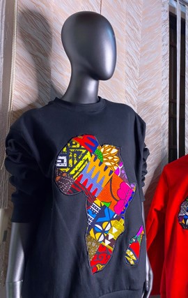 Unisex Africa map African Print design Sweat shirt(Black)