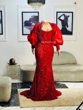 Embellished sequin wedding prom dress, engagement dress, civil wedding gown