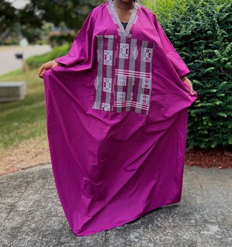 Elegant Stylish Vibrant Pink Kaftan Dress with a unique Patterned Design