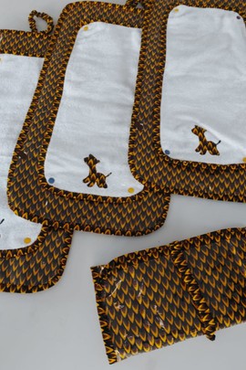 Foldable Baby Changing Mat in Yellow and Black Wax Print