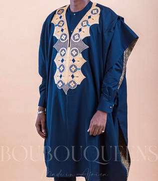 Large Embroidered Bazin Dress for Men "Alkali"