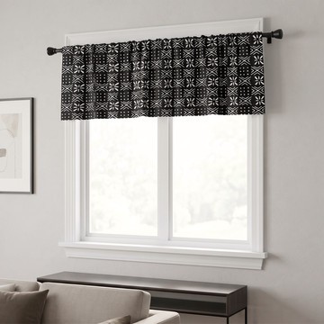 Bogolan Mosaic Pattern Curtain Valance | African Mudcloth Window Treatment | Bynelo