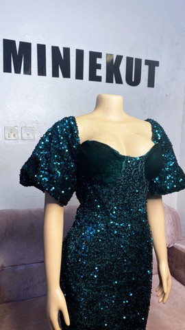 Sequin green long dress