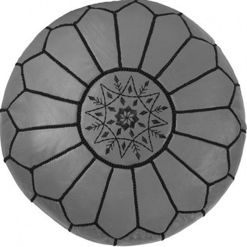 Pouf in real gray natural leather for living room