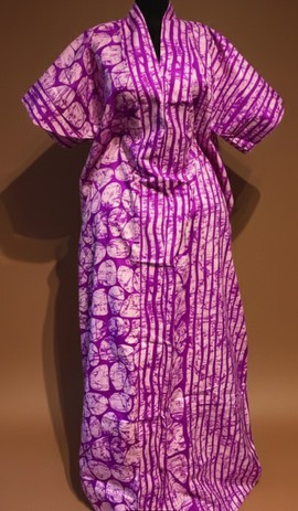 vibrant purple and pink patterned kimono dress for a playful look