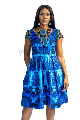 African Print Ankara Dress, Ankara Peekaboo Shoulder Dress, African Wax Dress