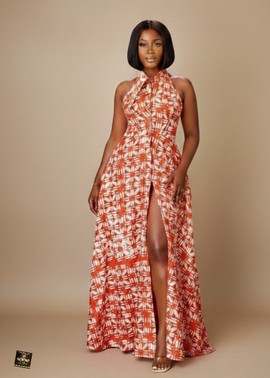 Terracotta Halter Maxi Gown