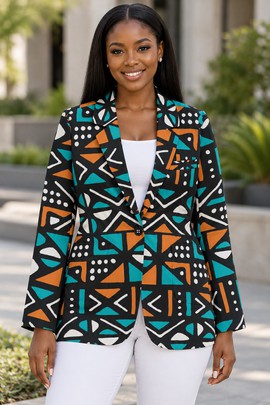 Robe midi à col en V et manches courtes pour femme en imprimé africain | Robe midi en imprimé africain | Bynelo