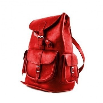 BIG SALE! Genuine Leather Backpack with Red Kilim Handmade by Cuiroma Craftsmen in Morocco
