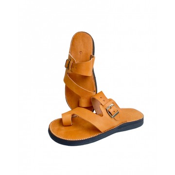 Sandale en cuir véritable Noir fait main mode homme
