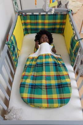 Tour de lit Bébé Madras Vert Fait main