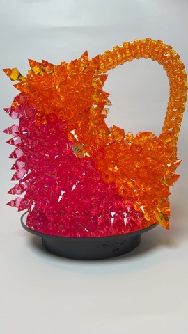 Woman's Heart-Shaped Spiky Beaded Handbag, pink/orange Color
