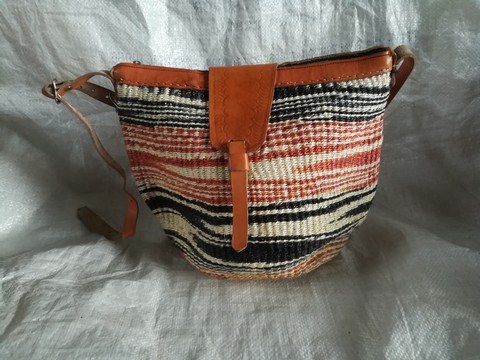 African fiber tote handbag