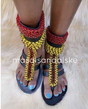 Sandales de gladiateur, gladiateurs Masaï, sandales de gladiateur en perles Masai, sandales d'été, sandales pour femmes