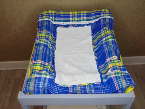 Housse de matelas à langer Madras Bleu Fait main