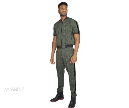 African Print Denim/Jeans Mens Jumpsuit, Mens Jean Jumpsuit, Mens Jumpsuit, Front Zip Jumpsuit,