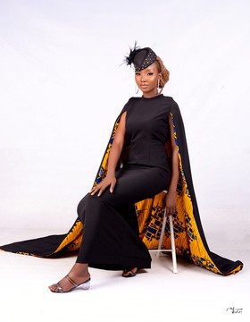 Long black african print cape gown,women black dresses, Ankara maxi gown, African maxi gown
