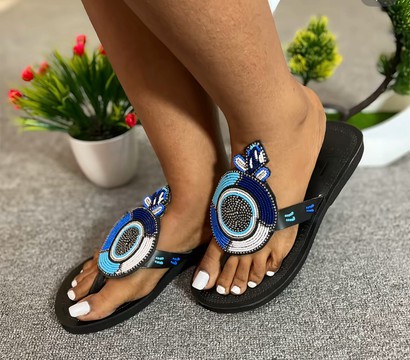 Kenyan Beaded Sandals /Masai Sandals / Maasai Slippers / African Beaded Shoes