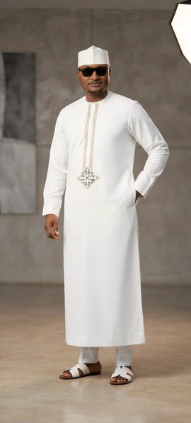 Thobe/jubba traditionnel blanc pour homme