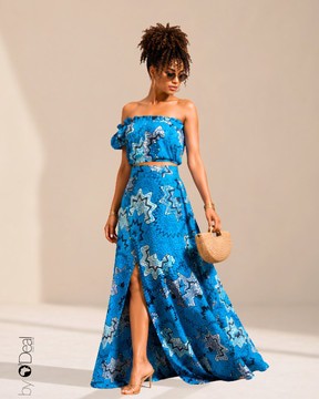 Maxi jupe coupe portefeuille en wax